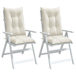 Coussins de chaise à dossier haut lot de 2 crème mélangé tissu 