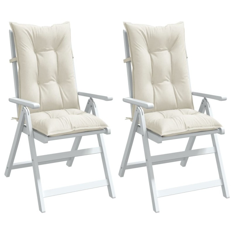Coussins de chaise à dossier haut lot de 2 crème mélangé tissu 