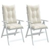 Coussins de chaise à dossier haut lot de 2 crème mélangé tissu 
