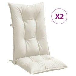 Coussins de chaise à dossier haut lot de 2 crème mélangé tissu 