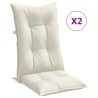 Coussins de chaise à dossier haut lot de 2 crème mélangé tissu 