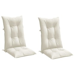 Coussins de chaise à dossier haut lot de 2 crème mélangé tissu 