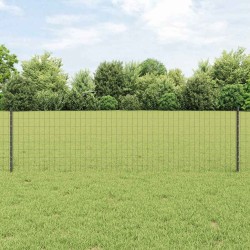 Clôture Euro avec 5 poteaux en U Grise 0,6x10 m Acier 