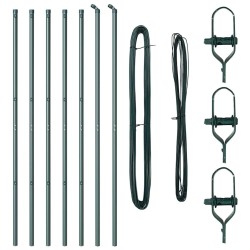 Ensemble de poteaux de clôture 7 pcs Vert Ø32mm 160 cm Métal 