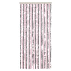 Rideau anti-mouches gris argenté et rose 90x200 cm chenille 