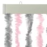 Rideau anti-mouches gris argenté et rose 90x200 cm chenille 