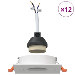 Spots encastrés 12 pcs Carré GU10 Blanc 91x91 mm 