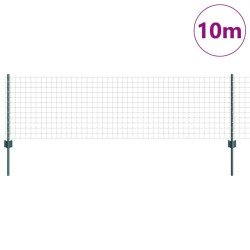 Clôture Euro avec 5 poteaux en U Verte 0.6x10 m Acier 