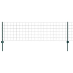 Clôture Euro avec 5 poteaux en U Verte 0.6x10 m Acier 