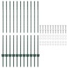 Poteaux de clôture 11 pcs en U vert 120 cm en acier 
