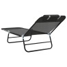 Chaise Longue Pliante avec Têtière Textilène Noire 