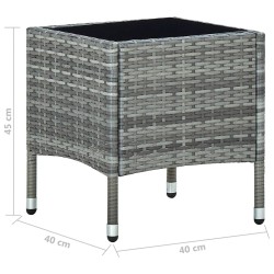 Table de jardin Gris 40x40x45 cm Résine tressée  