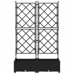 Jardinière de jardin avec treillis 2 pcs Noir 80x40x125.5 cm 