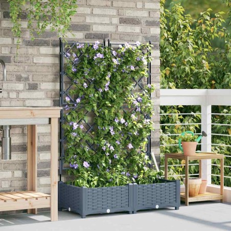 Jardinière avec treillis 2 pcs Gris clair 80x40x125,5 cm 