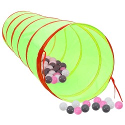 Tunnel de jeu pour enfants avec 250 balles Vert 175cm Polyester 