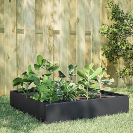 Lit surélevé de jardin anthracite 100x100x33,5 cm acier 