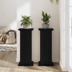 Support de plante en chêne noir 33x33x80 cm, en bois aggloméré 