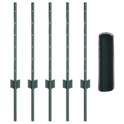 Poteaux de clôture 5 pcs U-Channel Vert 60 cm Acier 