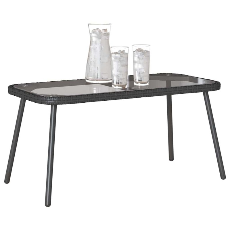 Table basse Noir 90x45x42 cm en Poly Rattan 