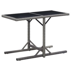Table de jardin Anthracite 110x53x72 cm Verre et résine tressée 