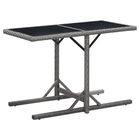 Table de jardin Anthracite 110x53x72 cm Verre et résine tressée 