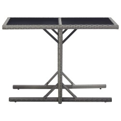 Table de jardin Anthracite 110x53x72 cm Verre et résine tressée 