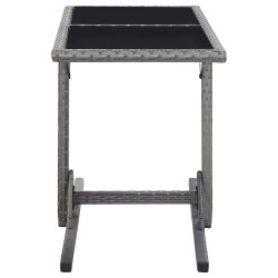 Table de jardin Anthracite 110x53x72 cm Verre et résine tressée 