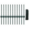 Poteaux de clôture 11 pcs U-Channel Vert 40 cm Acier 