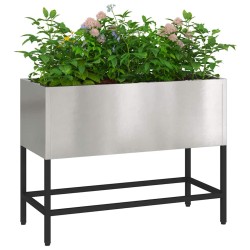 Jardinier surélevé 60x26x45 cm en acier inoxydable 