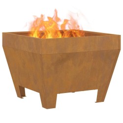 Braise de feu Carré 50x50x30 cm en acier anti-intempéries 