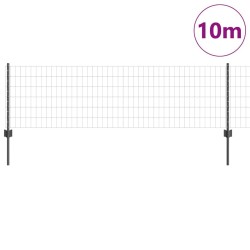Clôture Euro avec 5 Piquets en U Grise 0,6x10 m Acier 