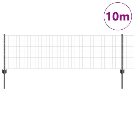 Clôture Euro avec 5 Piquets en U Grise 0,6x10 m Acier 
