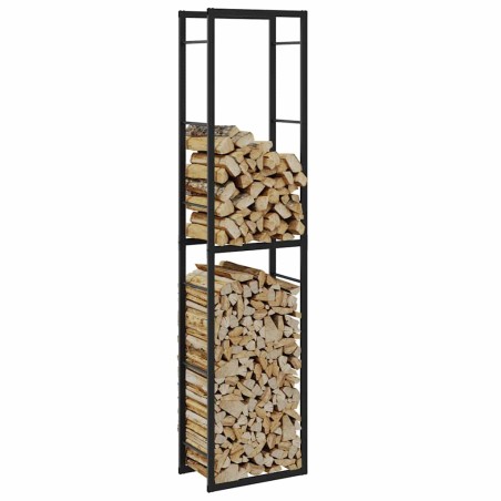 Portant de bois de chauffage noir 50x30x209 cm acier 