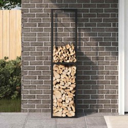Portant de bois de chauffage noir 50x30x209 cm acier 