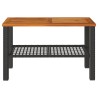 Table de jardin noir 70x38x42 cm résine tressée et bois acacia 