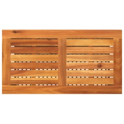 Table de jardin noir 70x38x42 cm résine tressée et bois acacia 