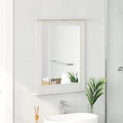 Miroir avec miroir Blanc 55,5 x 5 x 70 cm Bois massif en pin 