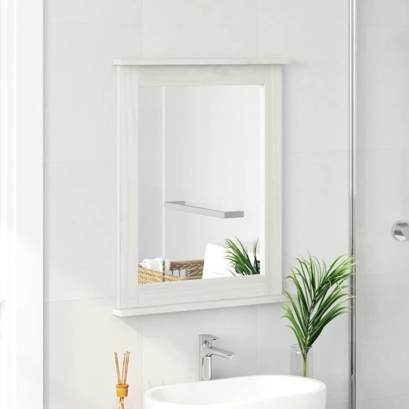 Miroir avec miroir Blanc 55,5 x 5 x 70 cm Bois massif en pin 