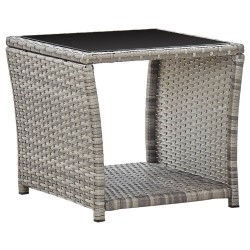 Table basse Gris 45x45x40 cm Résine tressée et verre 