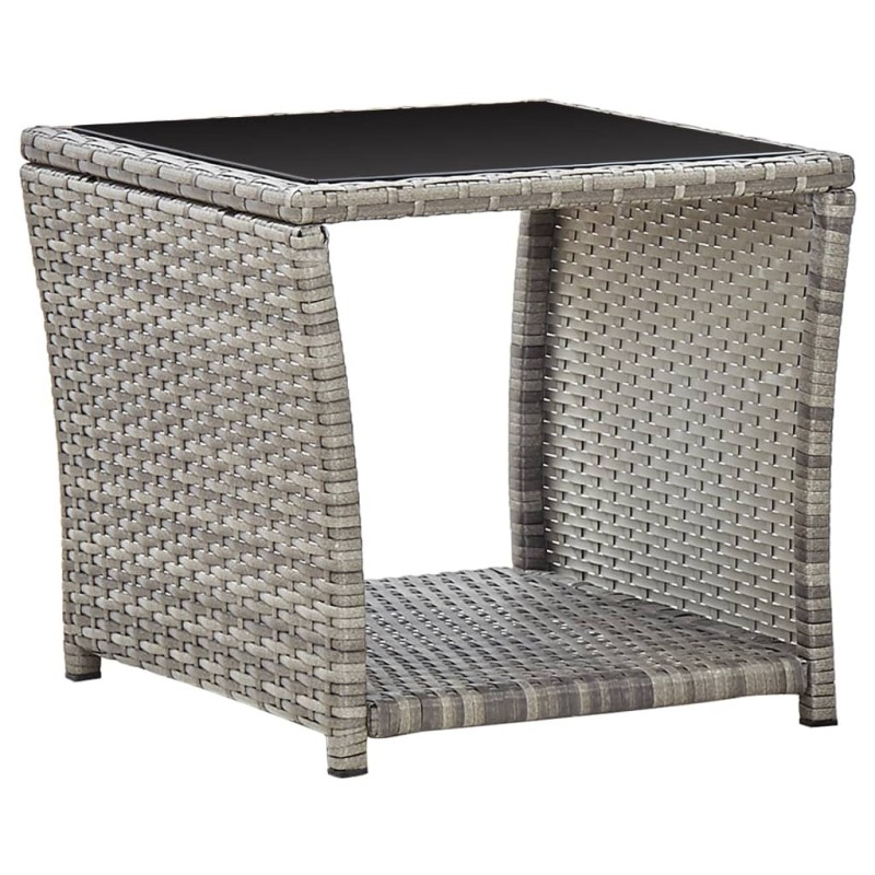 Table basse Gris 45x45x40 cm Résine tressée et verre Table basse Gris 45x45x40 cm Résine tressée et verre