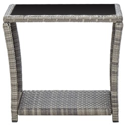 Table basse Gris 45x45x40 cm Résine tressée et verre 