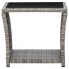 Table basse Gris 45x45x40 cm Résine tressée et verre 