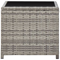 Table basse Gris 45x45x40 cm Résine tressée et verre 