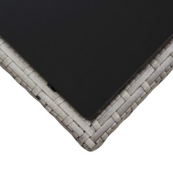 Table basse Gris 45x45x40 cm Résine tressée et verre 