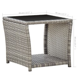 Table basse Gris 45x45x40 cm Résine tressée et verre 