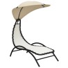 Chaise longue avec auvent crème 167x80x195 cm tissu et acier 