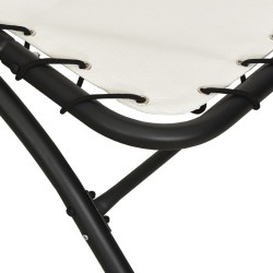 Chaise longue avec auvent crème 167x80x195 cm tissu et acier 