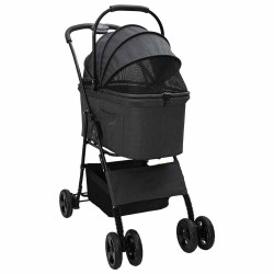 Poussette Pliante pour Animaux Réglable Noir 81 x 47 x 99 cm 