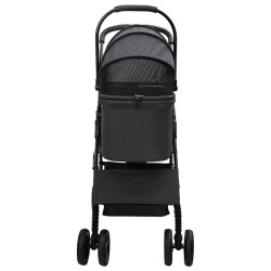 Poussette Pliante pour Animaux Réglable Noir 81 x 47 x 99 cm 