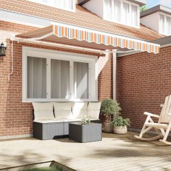 Tissu de remplacement pour cadre d'auvent de 3x2 m en rayures multicolores 
